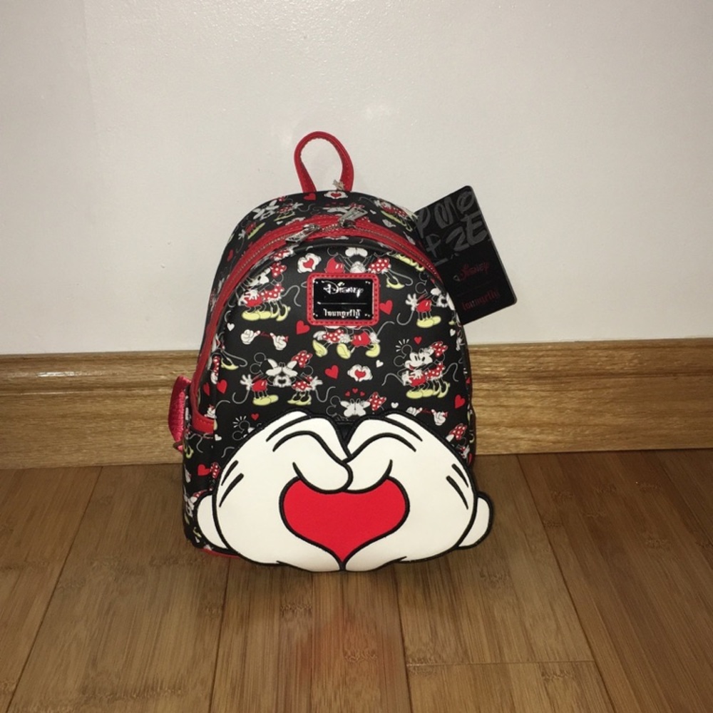 NWT Loungefly Disney Mickey and Minnie Mouse Valentines Day Mini Bookbag